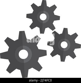 Flat cogwheel vector illustration. Three cog wheel gears - mechanical ...