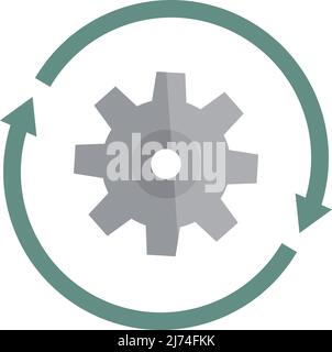 Gears and rotating arrows. Updates and renewals. Editable vector. Stock Vector