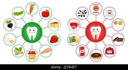 Dental health flat infographics with teeth brushing scheme vector ...