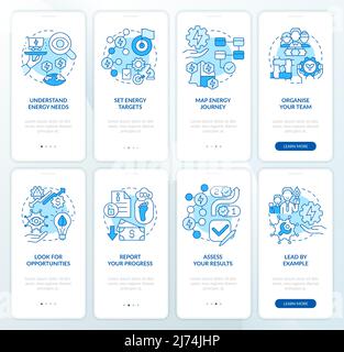 Steps to energy strategy onboarding mobile app screen Stock Vector ...