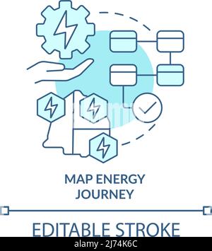 Map energy journey turquoise concept icon Stock Vector