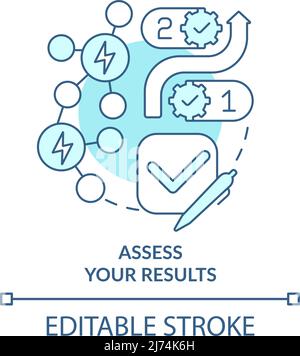 Assess results turquoise concept icon Stock Vector