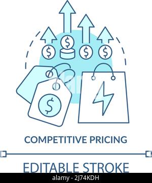 Competitive pricing turquoise concept icon Stock Vector