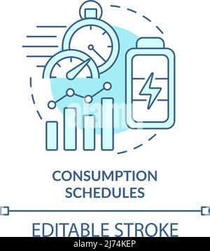 Consumption schedules turquoise concept icon Stock Vector