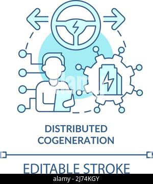 Distributed cogeneration turquoise concept icon Stock Vector