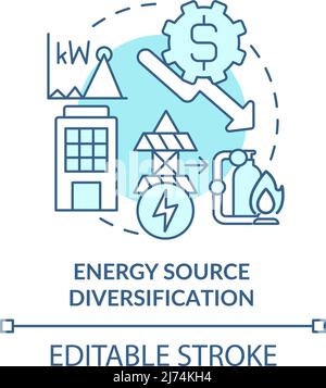 Energy source diversification turquoise concept icon Stock Vector