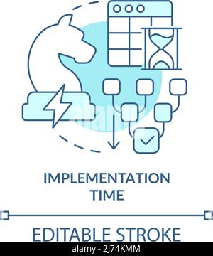 Implementation time turquoise concept icon Stock Vector