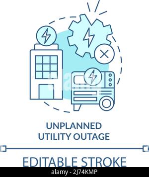 Unplanned utility outage turquoise concept icon Stock Vector
