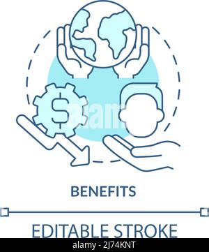 Benefits turquoise concept icon Stock Vector