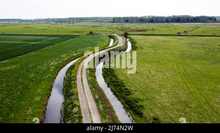 Aerial view of South Stream, looking towards Betteshanger Park, Kent Stock Photo