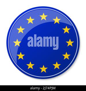 Vector European Flag Button. European Union flag in round glass button ...