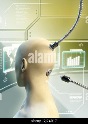 3D illustration. Concept image of cables and connections for data ...
