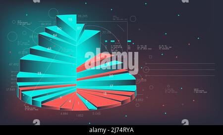 Business report infographics, marketing chart steps with percentages, Statistics and analytics futuristic technologies, big data visualization vector Stock Vector