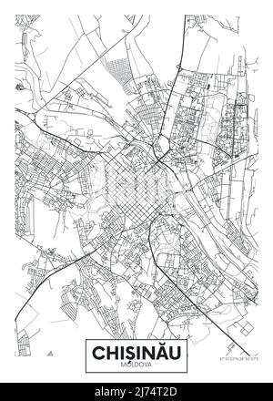 City map Chisinau, travel vector poster design Stock Vector