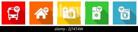 Set of colorful web flat design smart devices vector icons, mobility concept buttons for webdesign and mobile applications on white background Stock Vector