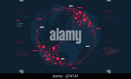 World Economy Visualization, Big Data financial analytics and business Infographics, databases of gross domestic product, international globalization Stock Vector