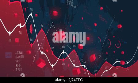 Statistic curve visualization, business analytics and world economy analysis, financial digital information database organization, vector business Stock Vector