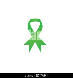 The green ribbon on white background. Vector illustration. Stock Vector