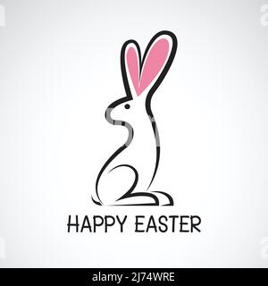 Vector of cute easter bunny vector illustration. Rabbit. Greeting card with Happy Easter writing. Isolated on white background. Easy editable layered Stock Vector