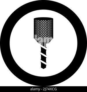 Drill bit auger in head drilling tool Milling machine spindle CNC factory icon in circle round black color vector illustration image solid outline Stock Vector