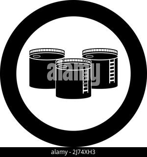 Tanks with oil storage icon in circle round black color vector illustration image solid outline style simple Stock Vector