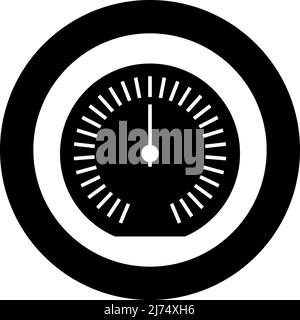 Speedometer odometer speed counter meter icon in circle round black color vector illustration image solid outline style simple Stock Vector
