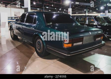 '7/31/2021 - Sharjah, UAE: 1989 Rolls Royce Silver Spur a United Kingdom Classic Car rear view.' Stock Photo