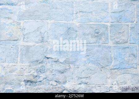 Wall with white bricks. Old brick wall background. grunge brick background texture. blue hues Stock Photo