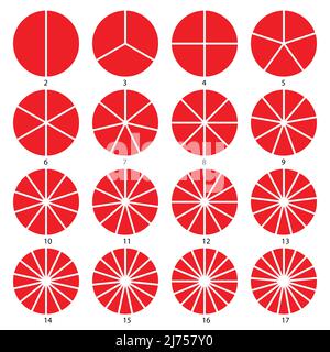 Set of round graphic pie charts icons. Segment of circle infographic collection Stock Vector
