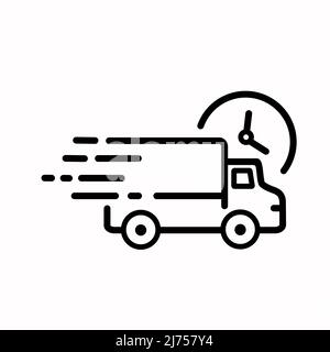 Fast shipping delivery truck flat vector icon for apps and websites on white background Stock Vector