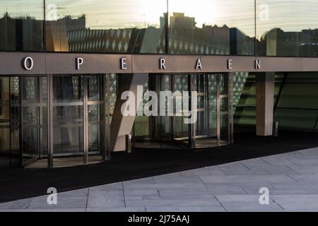 Oslo, Norway. May 01, 2022: Entrance to Oslo Opera House in Norway. OPERAEN Stock Photo