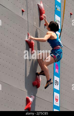 Ai Takeuchi (JPN), May 6, 2022 - Sport Climbing : Women's Speed qualification during the IFSC Climbing World Cup Seoul 2022 at Jungnang Sport Climbing Stadium in Seoul, South Korea. (Photo by Lee Jae-Won/AFLO) (SOUTH KOREA) Stock Photo