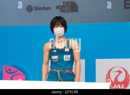 Ai Takeuchi (JPN), May 6, 2022 - Sport Climbing : Women's Speed qualification during the IFSC Climbing World Cup Seoul 2022 at Jungnang Sport Climbing Stadium in Seoul, South Korea. (Photo by Lee Jae-Won/AFLO) (SOUTH KOREA) Stock Photo