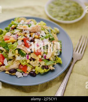 Southwest chicken salad with corn, tomatoes and black beans Stock Photo