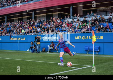 Maria Leon of FC Barcelona in action during the Primera Iberdrola match between FC Barcelona Femeni and Sevilla FC Femenino at Johan Cruyff Stadium. Final score; Barcelona 5:1 Sevilla. Stock Photo