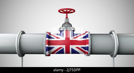 United Kingdom oil and gas fuel pipeline. Oil industry concept. 3D Rendering