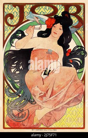 Job by Alphonse Mucha (1860-1939). Poster published in 1898 in France. Stock Photo