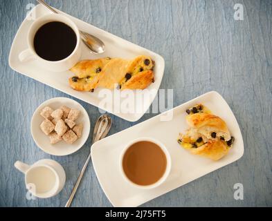 Chocolate Chip Tortillons with coffee Stock Photo