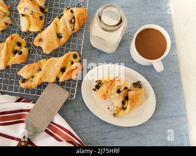 Chocolate Chip Tortillons on a Cooling Rack Stock Photo