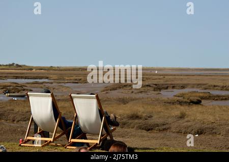 Brancaster Staithe, Norfolk, UK - 18 April 2021: Overlooking mud flats, norfolk Stock Photo