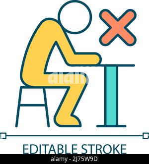 Wrong posture RGB color icon Stock Vector