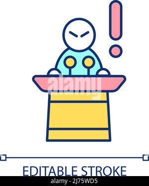 Aggressive public speech RGB color icon Stock Vector