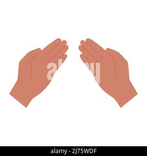 Two hands, palms up. Gesture. Holds, gives, shows something. Human hands. Color vector illustration isolated on white background. Stock Vector