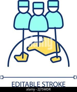International collaboration of doctors RGB color icon Stock Vector