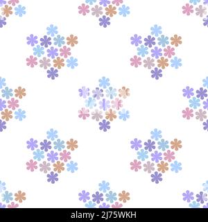 Beautiful colourful flowers with petals isolated on white background is in Seamless pattern - vector illustration Stock Vector