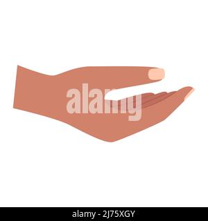 A human hand extended palm up. Gesture. A symbol of help, support, volunteering, charity. Color vector illustration isolated on white background. Stock Vector