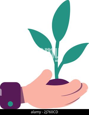 Hand with sprout semi flat color vector object Stock Vector