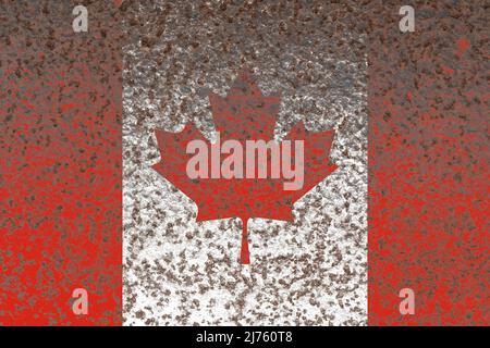 Canada flag on a rusty old iron metal sheet Stock Photo
