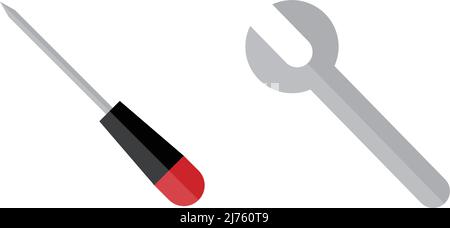 Screwdriver and wrench icons. Settings and adjustments. Editable vector. Stock Vector