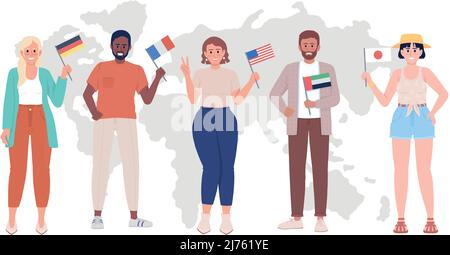 Cultural and linguistic diversity 2D vector isolated illustration Stock Vector
